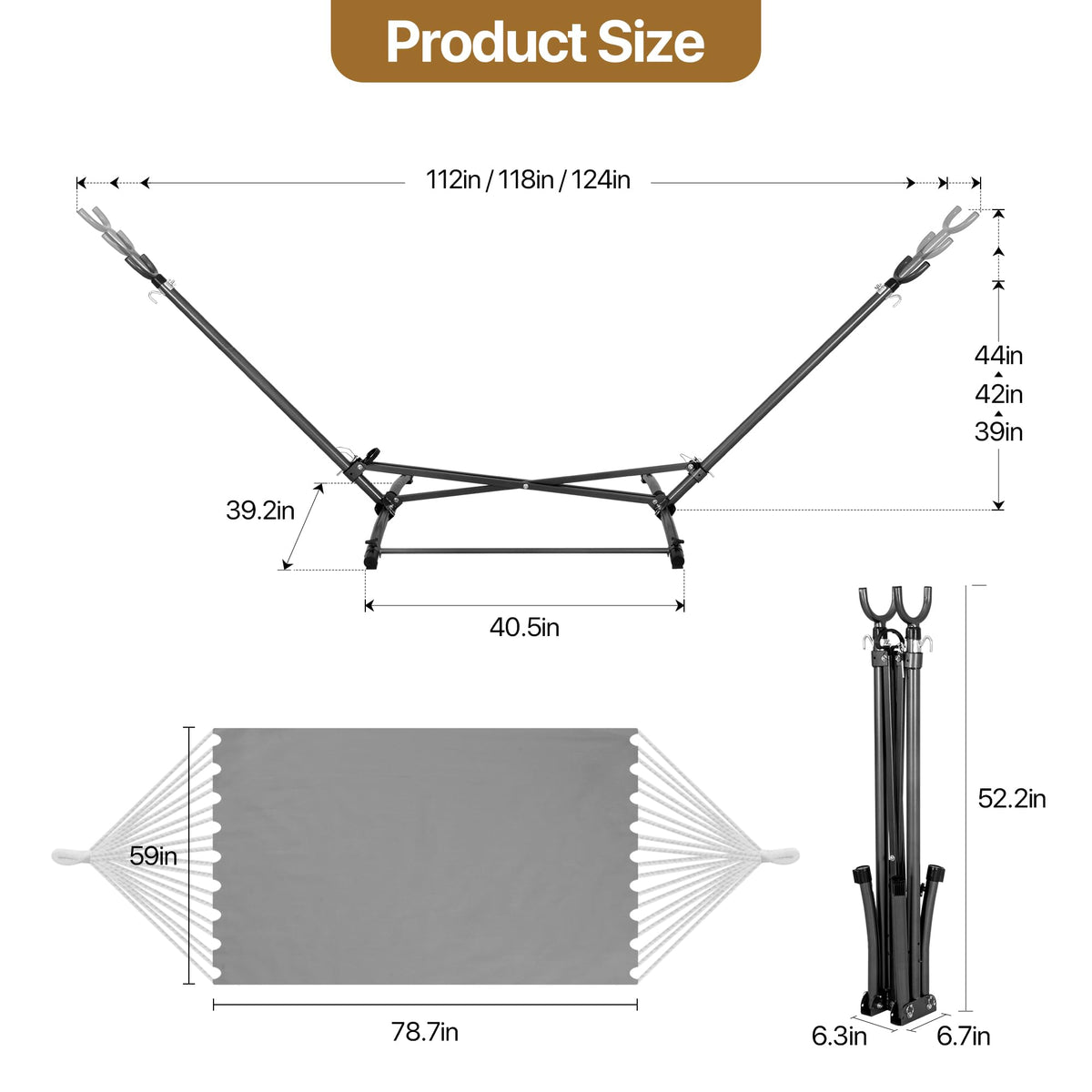 Homgava three-height adjustable frame lets you tailor hammock height.
