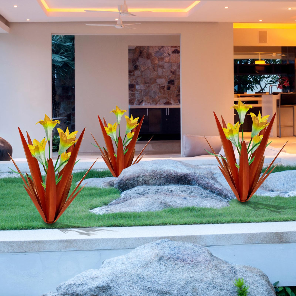 Ground insert provides stable base for reliable outdoor display.
