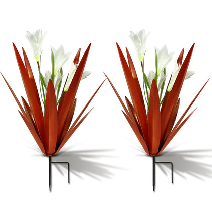 Homight metal agave plant with ground insert for stable outdoor display.