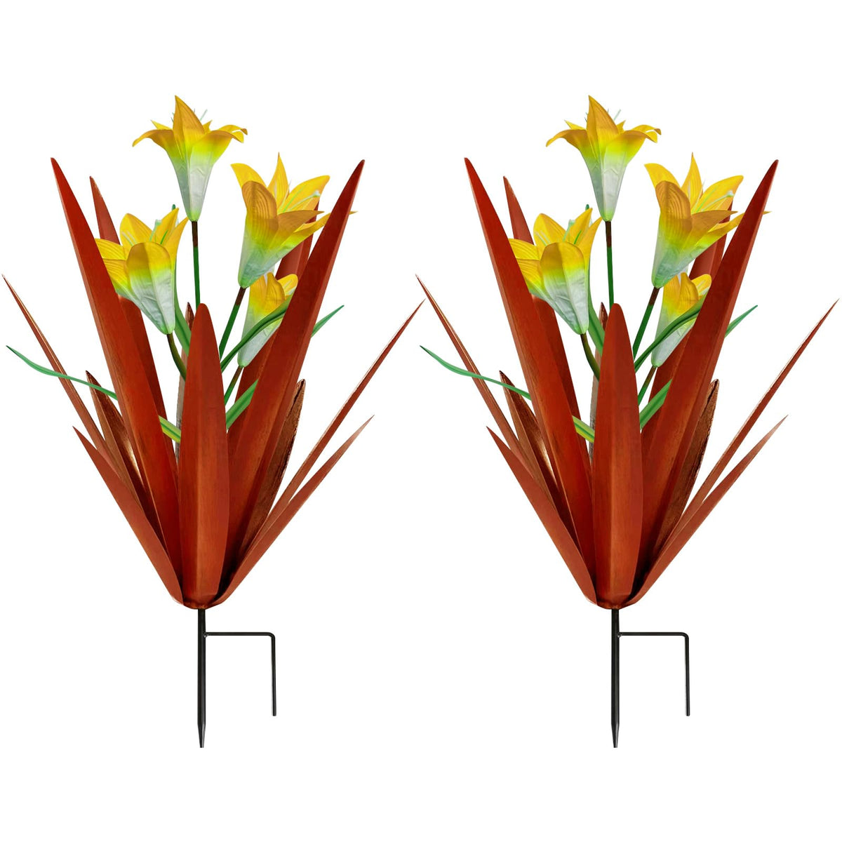 Homight metal agave plant outdoor decoration with 16-inch height for yard display.