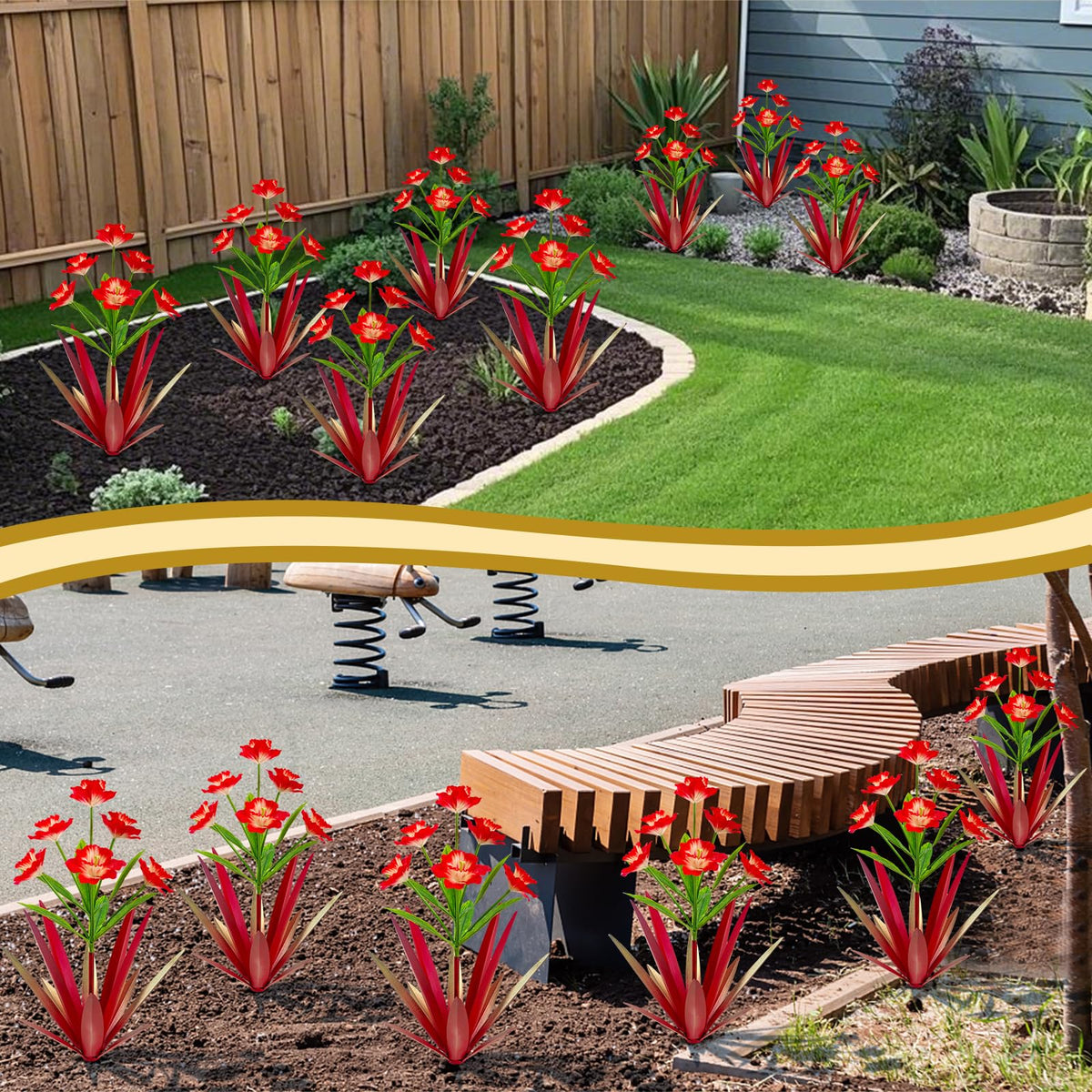 Homight metal agave plant weatherproof coating withstands rain and snow.