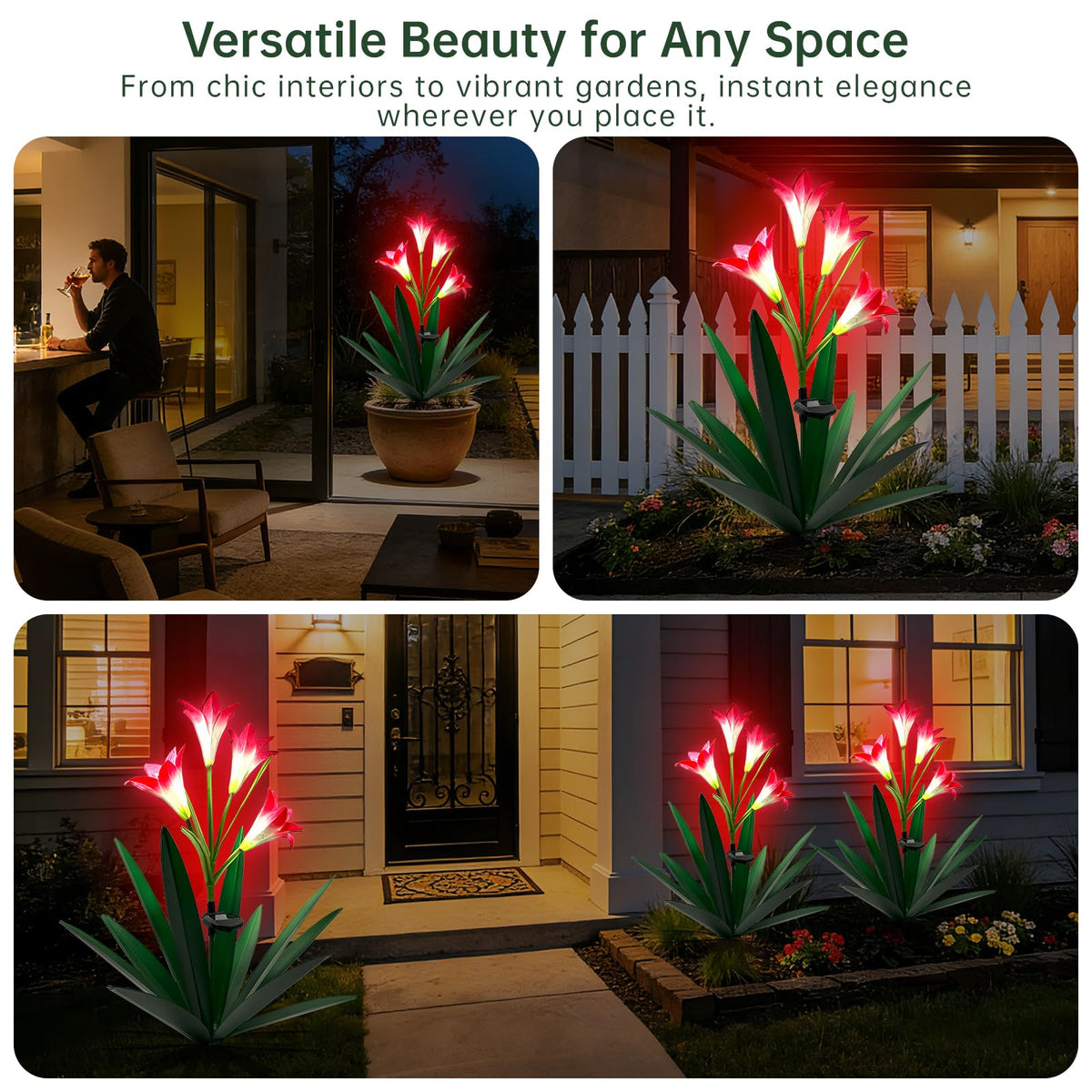Homight night-time ambiance with vibrant LED modes for peaceful outdoor evenings.