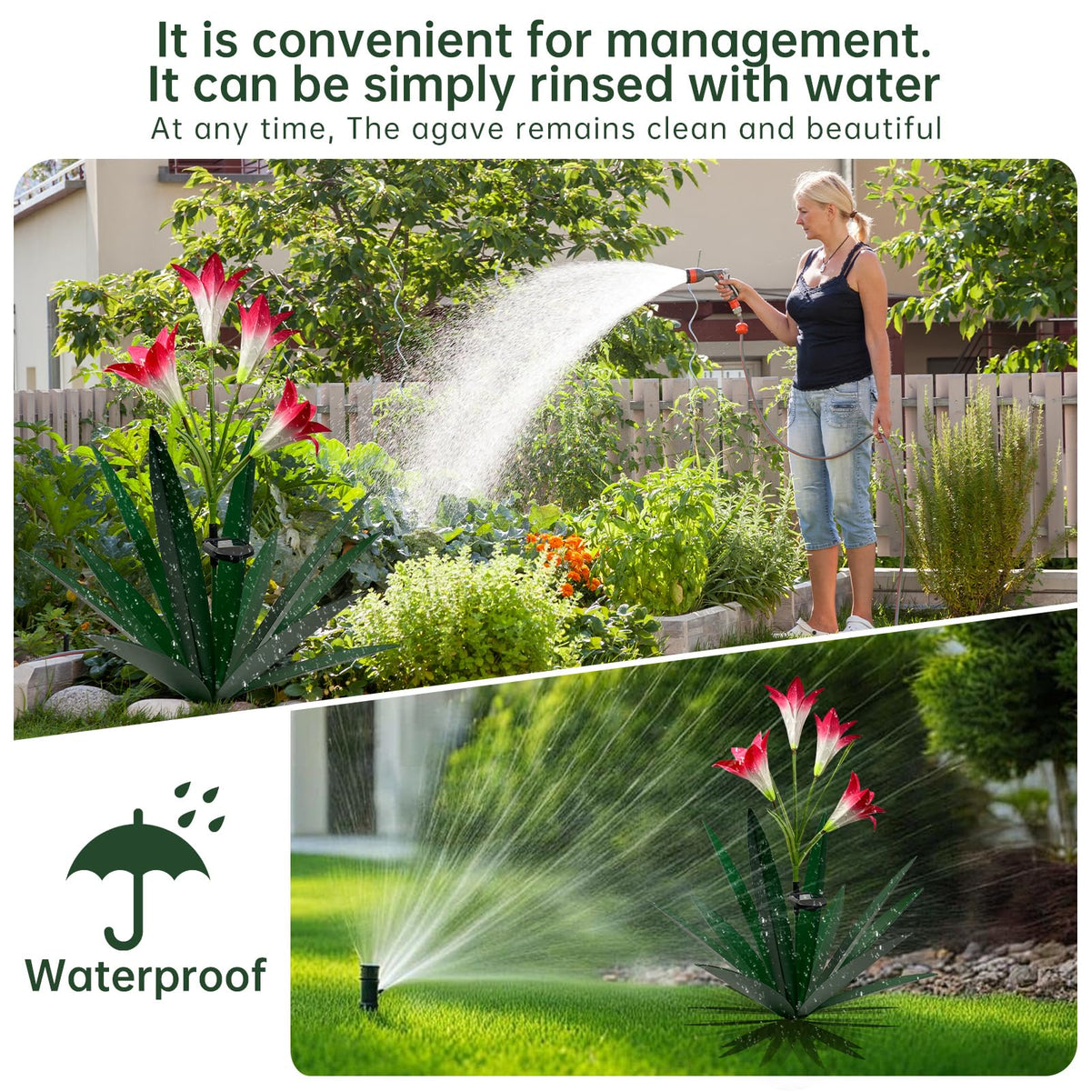 Homight waterproof metal finish endures rain and snow for year-round display.