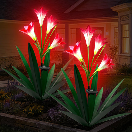 Homight solar metal agave lily garden sculpture with LED lights for all-season outdoor charm