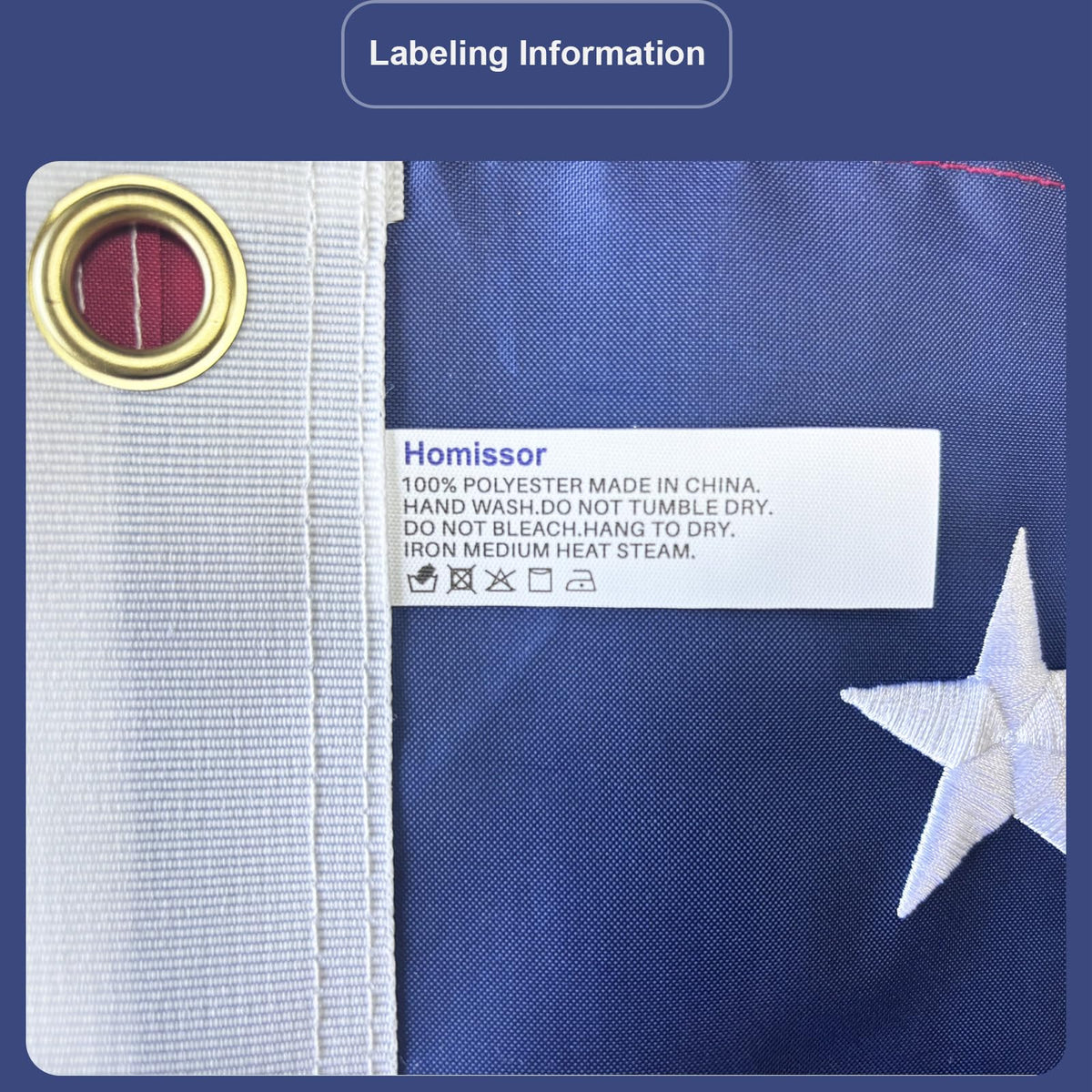 Homissor American Flag 2x3 easy-care flag with brass grommets.