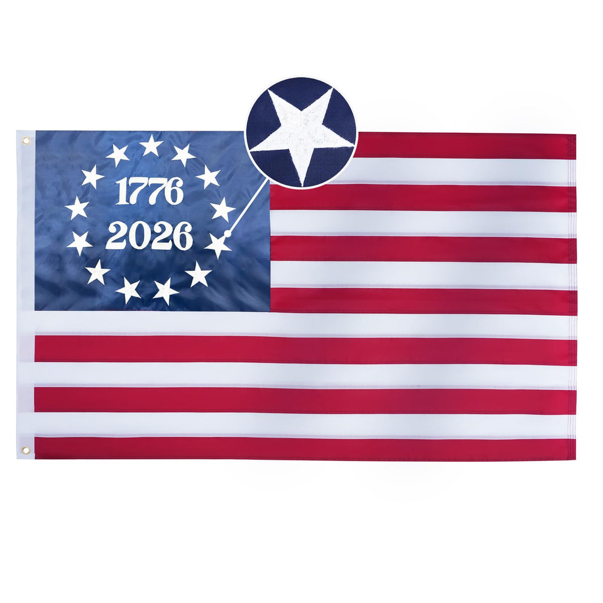 Homissor Betsy Ross flag 3x5 with embroidered stars for outdoor display