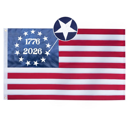 Homissor Betsy Ross flag 3x5 with embroidered stars for outdoor display