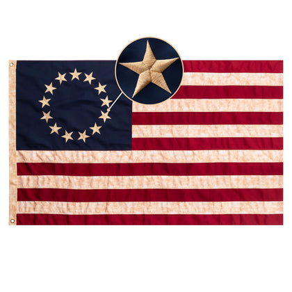 Homissor Betsy Ross flag tea-stained 2x3 feet stands out in outdoor displays