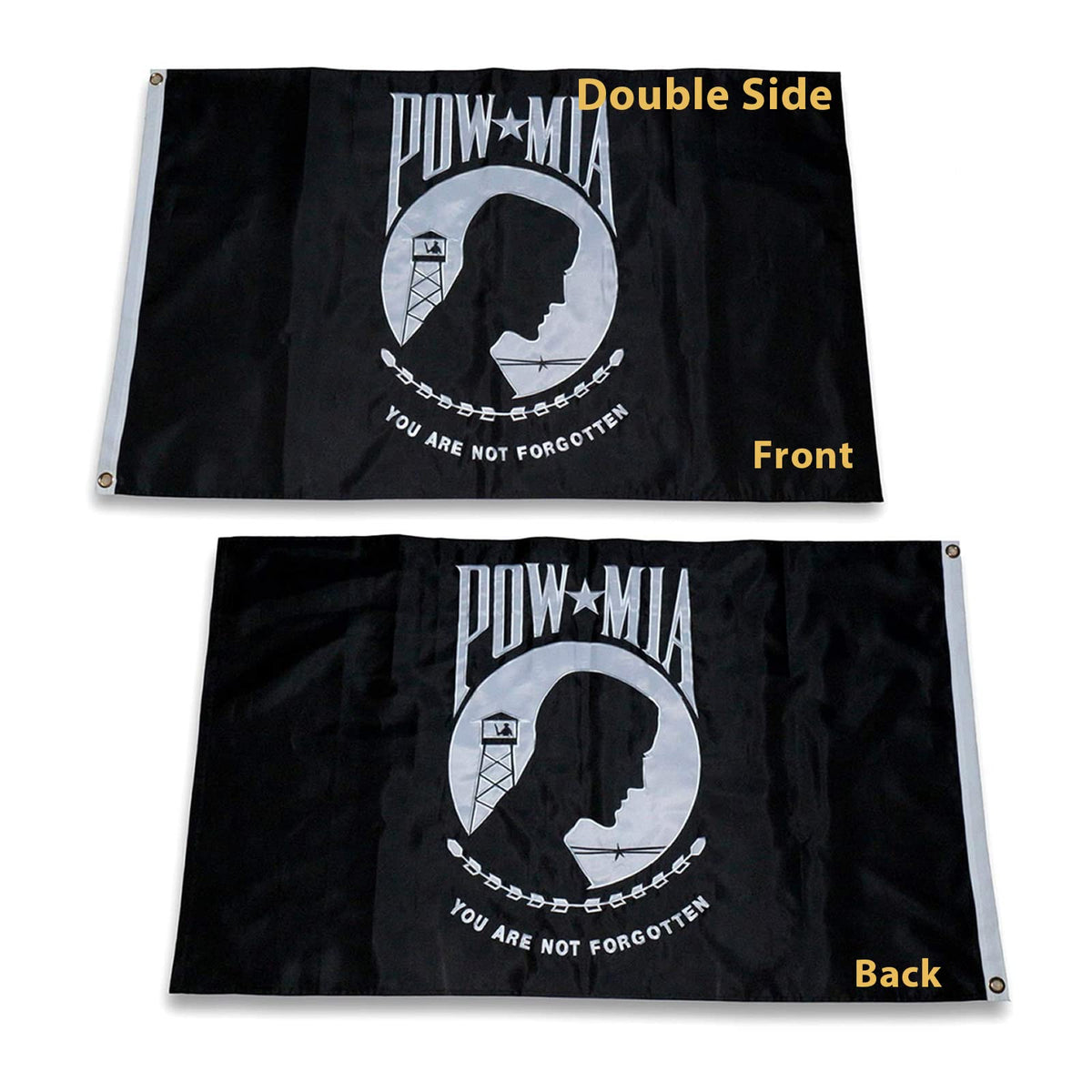 Homissor POW MIA flag with front embroidery for outdoor display