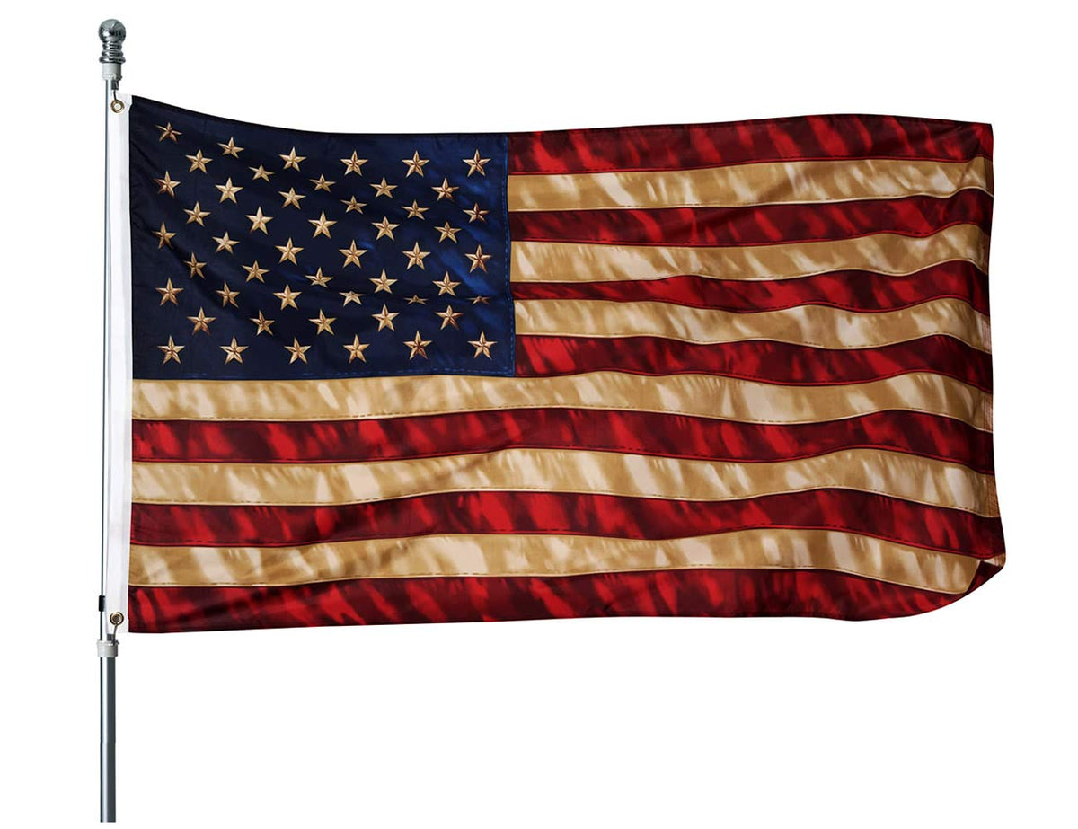 Homissor tea stained flag 3x5 outdoor banner on wall, vintage patriotic decor