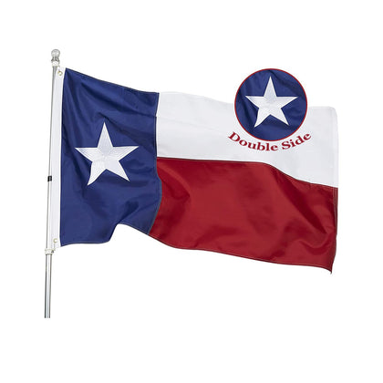 Homissor Texas flag embroidered double‑sided for vibrant display on both sides.