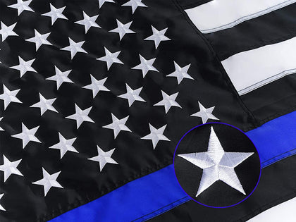 Homissor thin blue line flag 2x3 outdoor with embroidered stars for durable display.