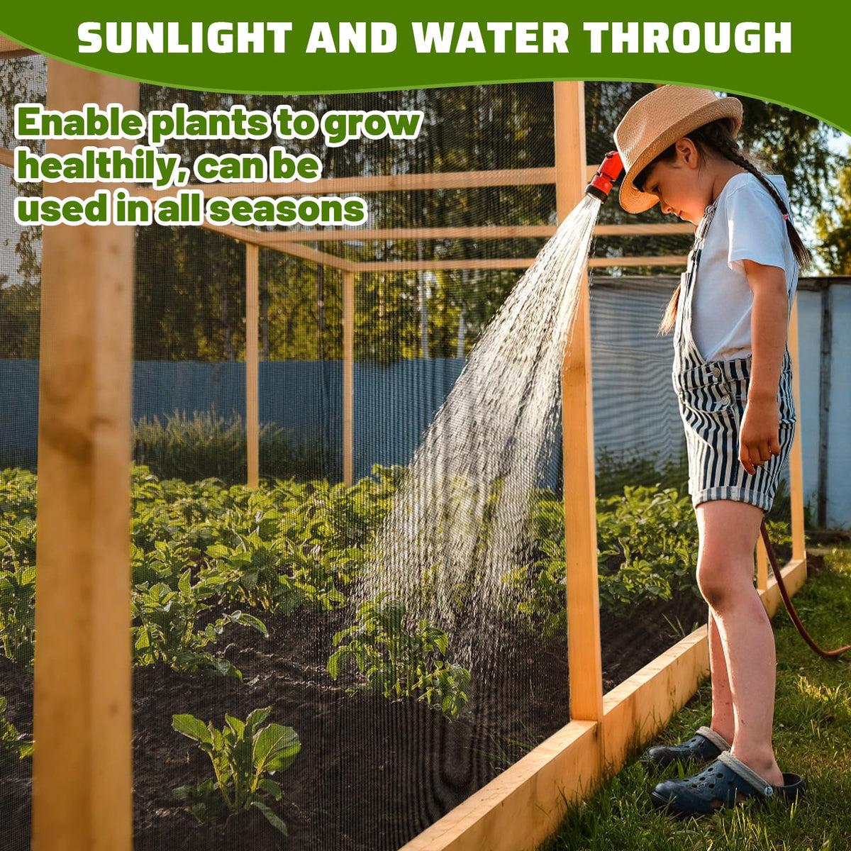 Homiton 33% shade-rate netting keeps plants cooler and reduces watering