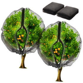 Homiton 8x8 ft fruit tree netting bag covers a blueberry bush to deter birds