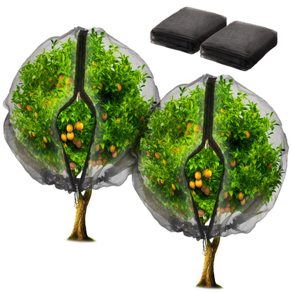 Homiton 8x8 ft fruit tree netting bag covers a blueberry bush to deter birds