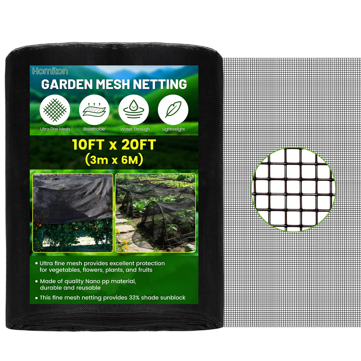 Homiton Stronger Garden Netting ultra-fine mesh protects vegetables from birds