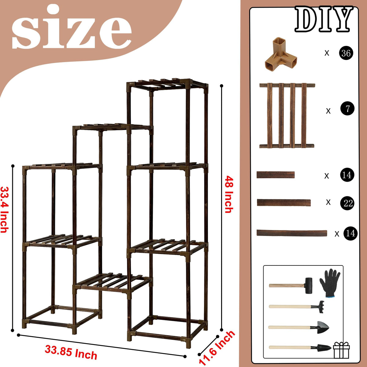 Easy assembly with included gloves, mallet, and tools.