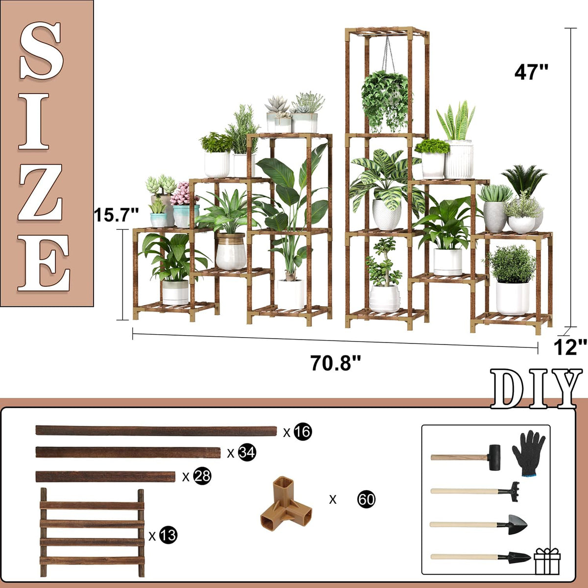 HOMKIRT gardening tools and gloves included with stand.