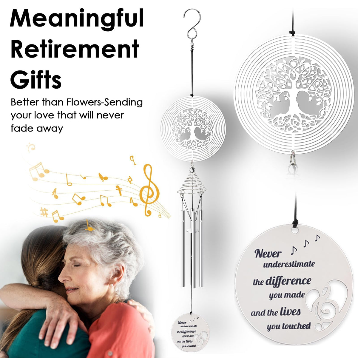 HOMKULA wind chimes shown in indoor/outdoor hanging display.