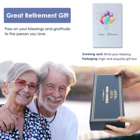 HOMKULA retirement wind chimes presented in a blue gift box with card.