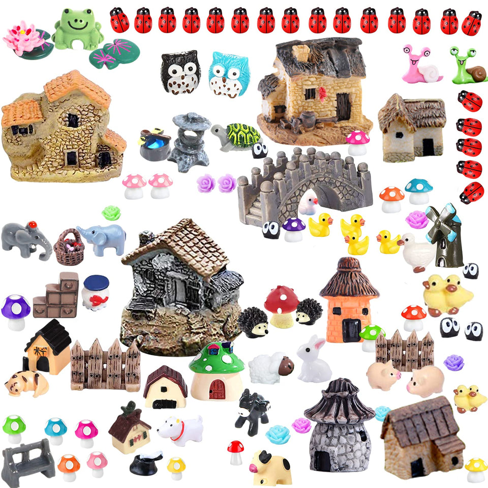 Homlone 105 Miniature Fairy Garden Kit contents for creative DIY fairy landscapes.