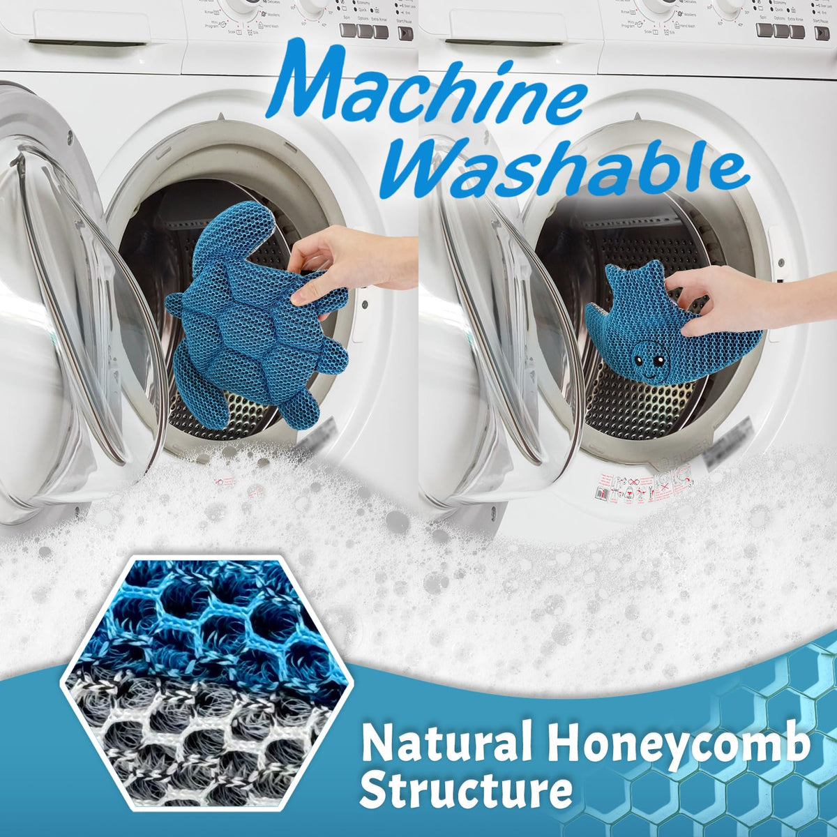 Homlynn machine-washable sponge being air-dried, highlighting extended use and low-maintenance care