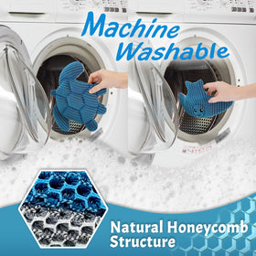Homlynn machine-washable sponge being air-dried, highlighting extended use and low-maintenance care
