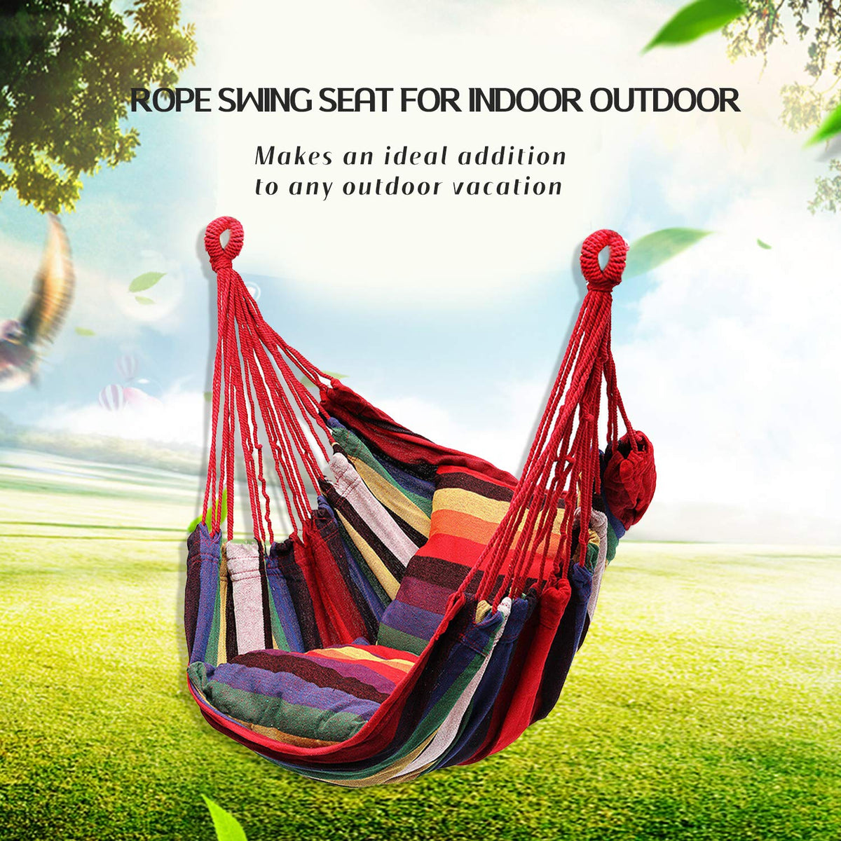 Hommtina hammock chair with pocket keeps essentials within reach while reading