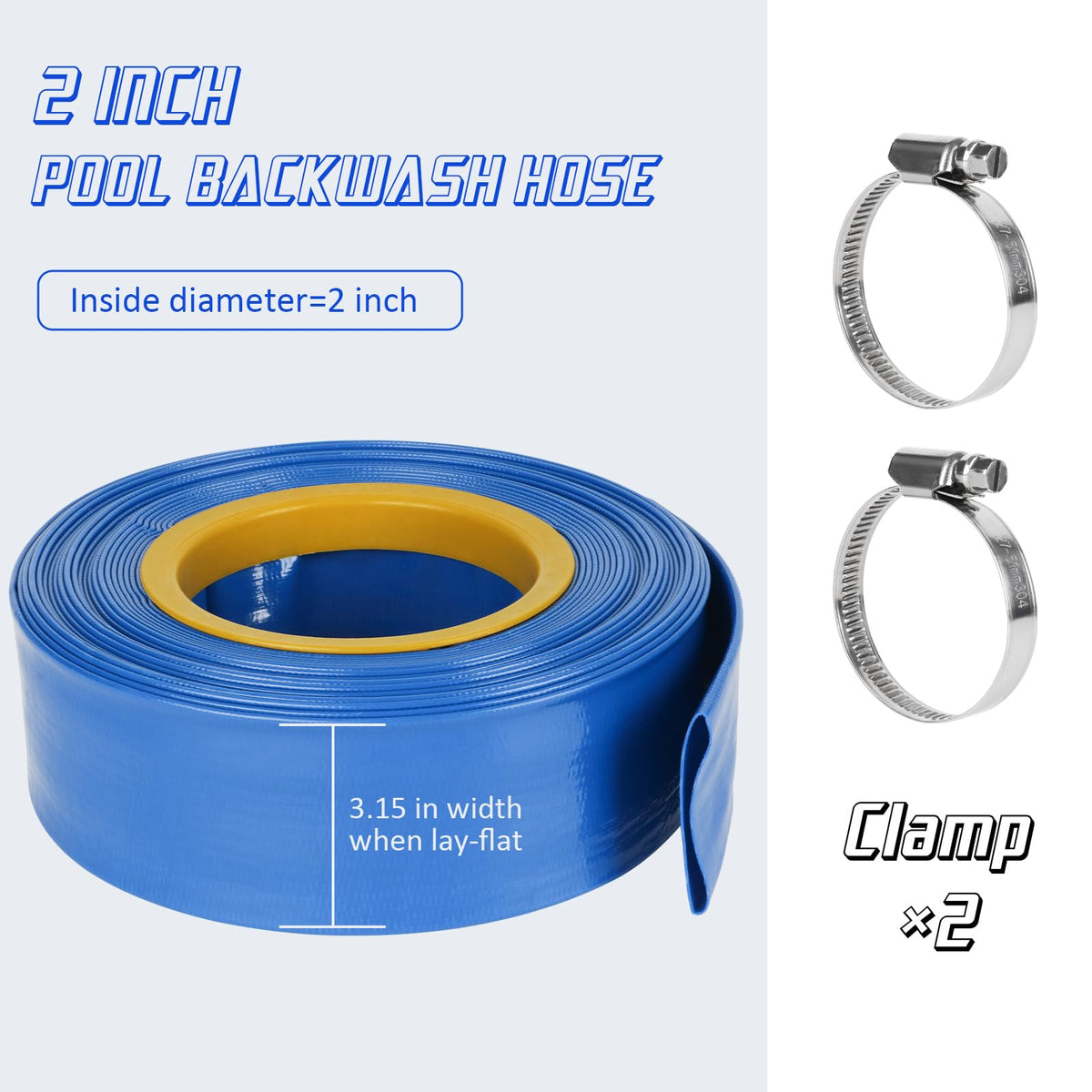 Two stainless steel clamps included with HOMNUTS hose for secure fittings