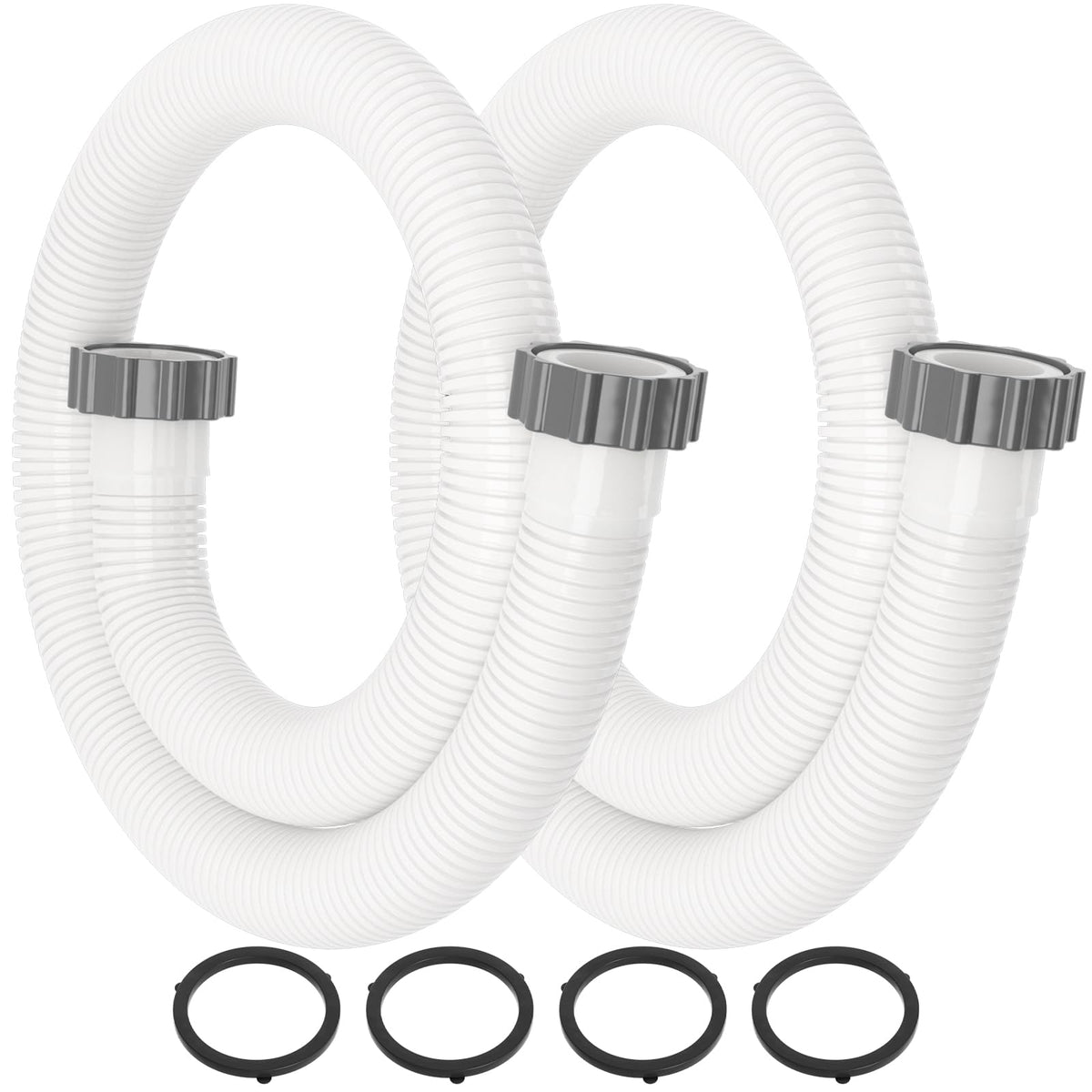 HOMNUTS pool hose 1.5-inch 59-inch two-pack for above-ground pools improves filtration setup