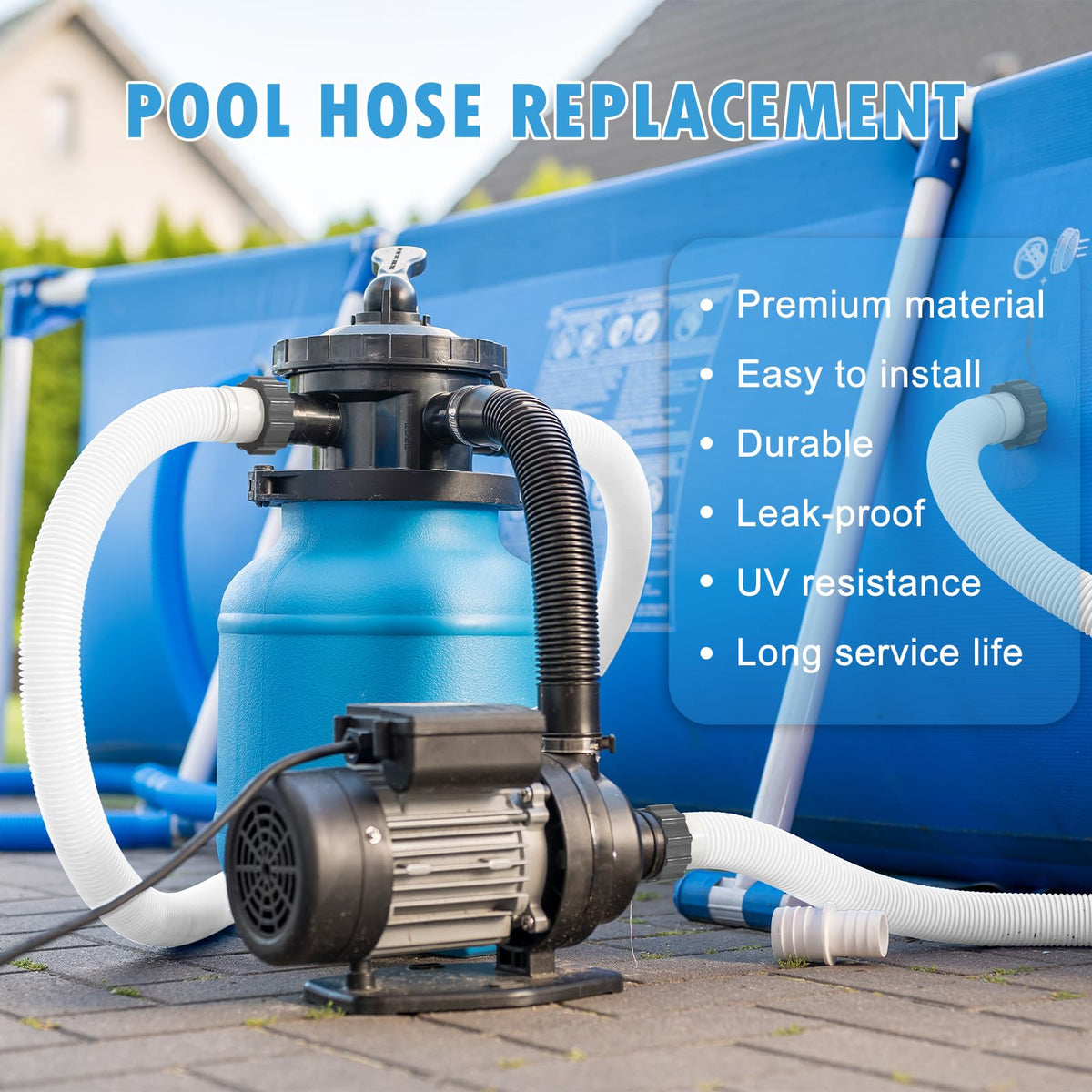 HOMNUTS two-hose set with four gaskets for flexible above-ground setups
