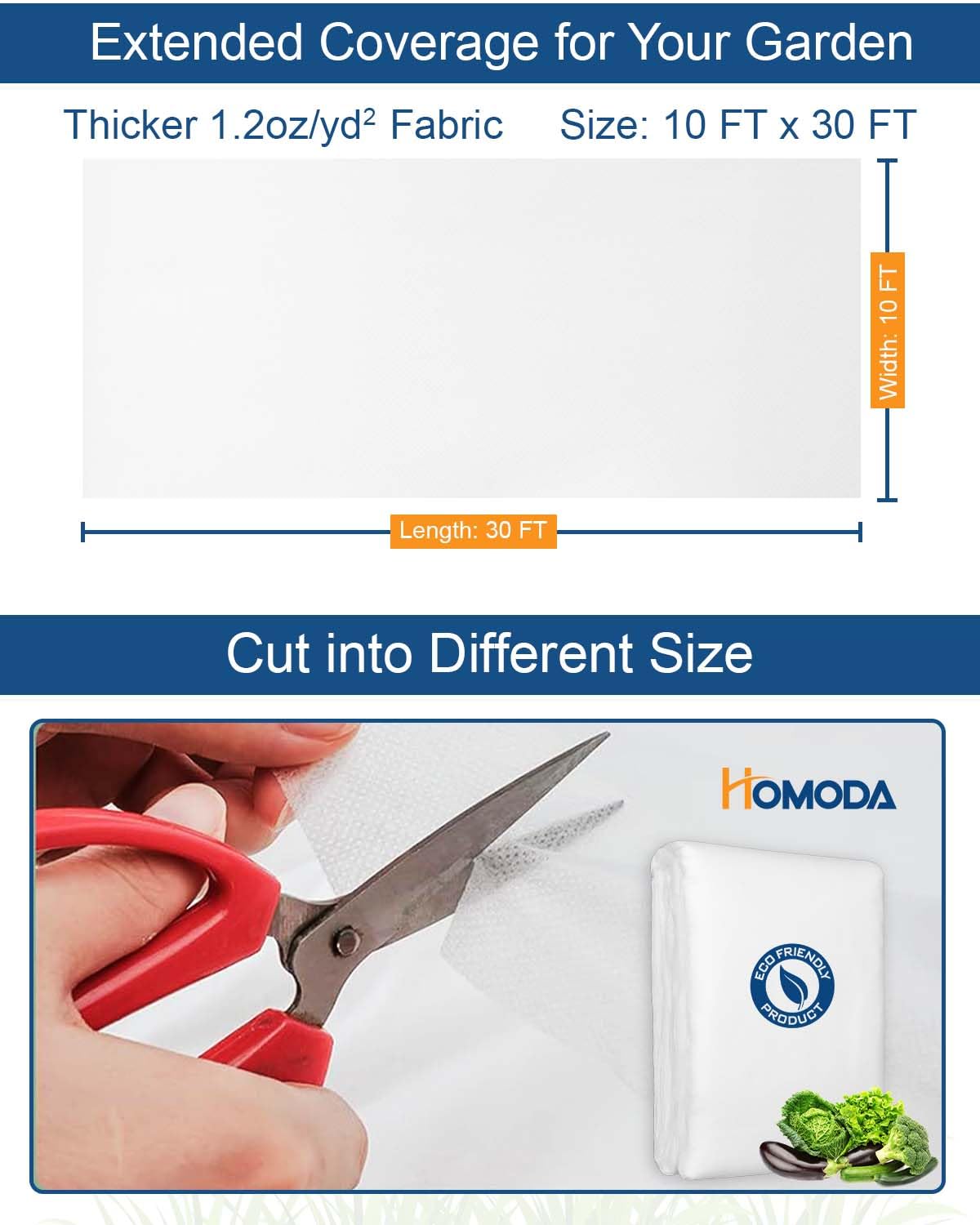 Large Homoda cover sized 102x50x22 inches for 4x8 beds.