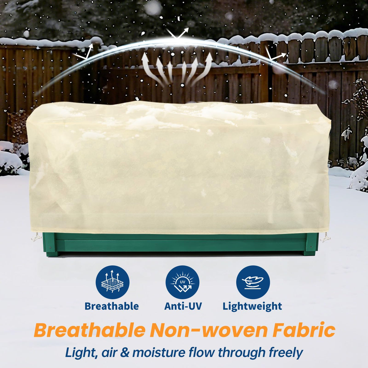 Homoda breathable fabric allows light through while protecting crops during chilly days.