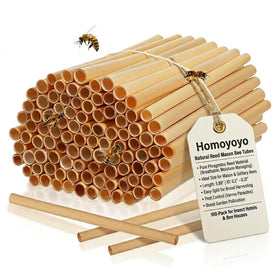 Homoyoyo natural reed mason-bee tubes in side view for dry nesting outdoors.