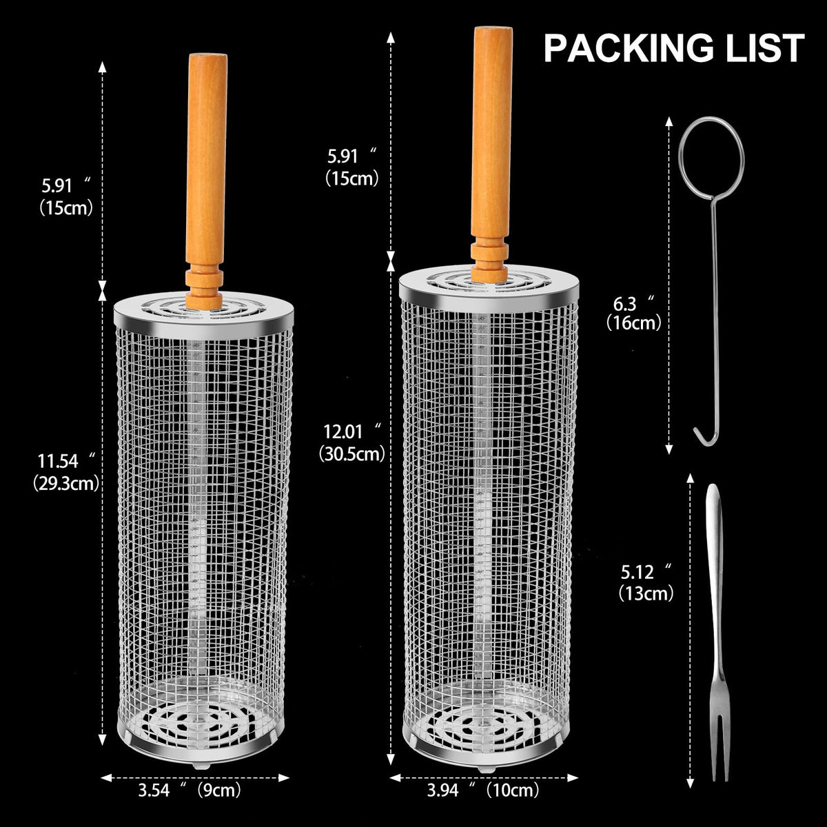 Durable 304 stainless steel baskets suitable for even heat and long use