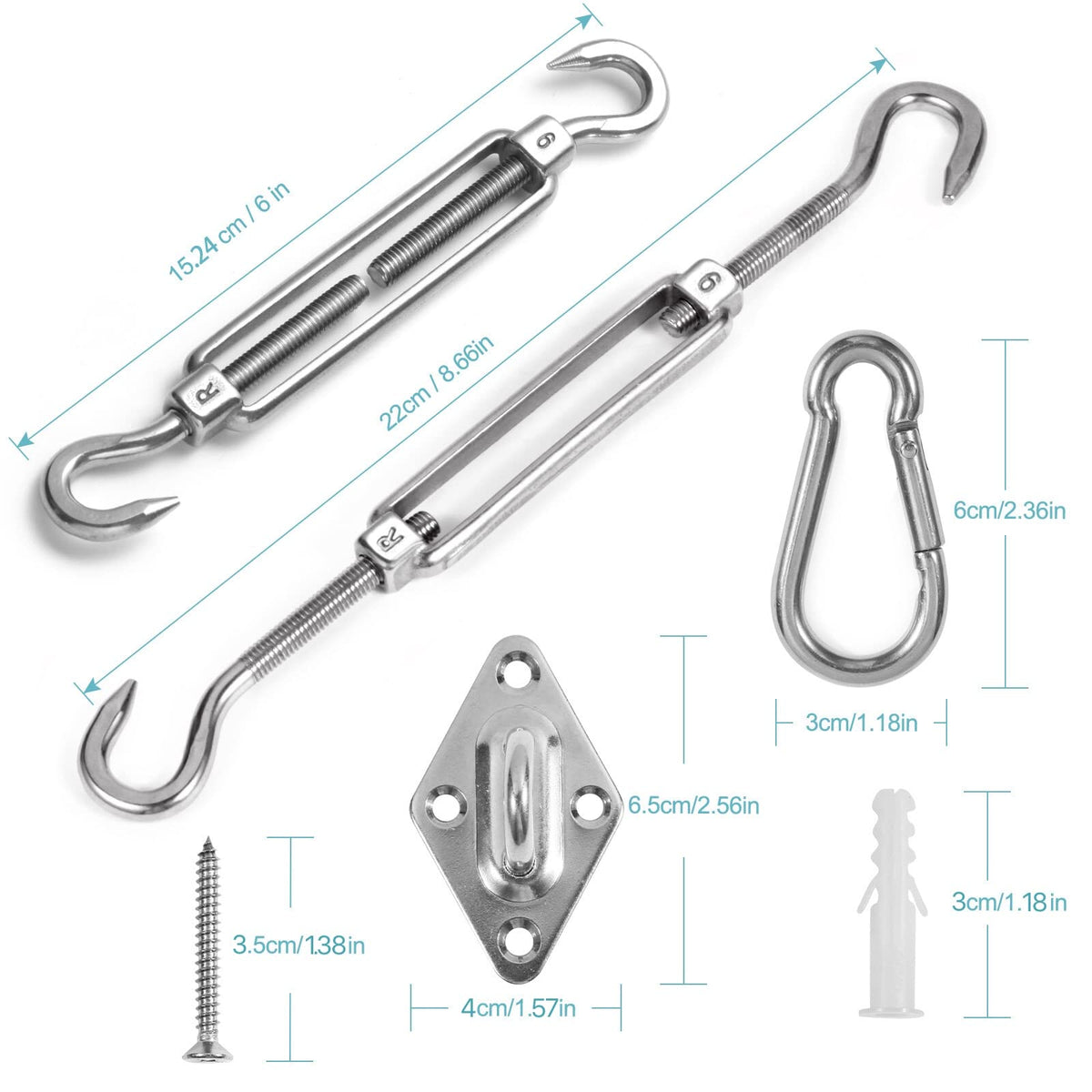 HOMPER M6 stainless steel wall brackets ready for secure awning installation