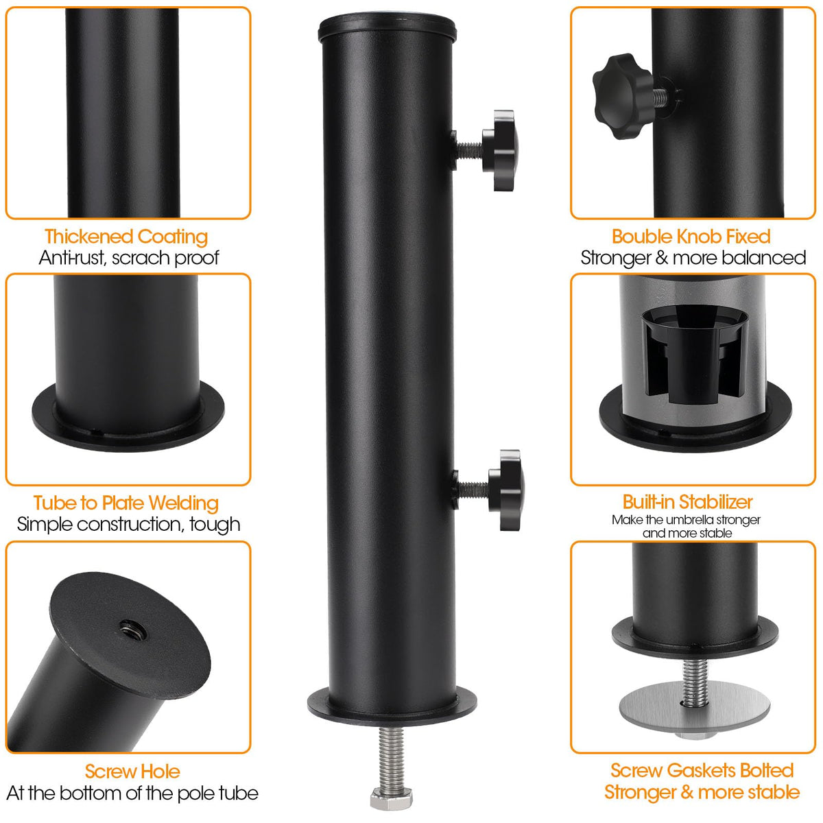 Hompoem universal base installs easily on concrete, granite, or marble surfaces.