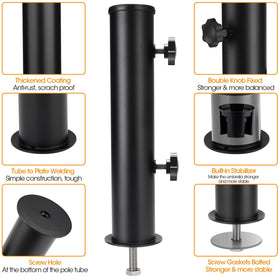 Hompoem universal base installs easily on concrete, granite, or marble surfaces.