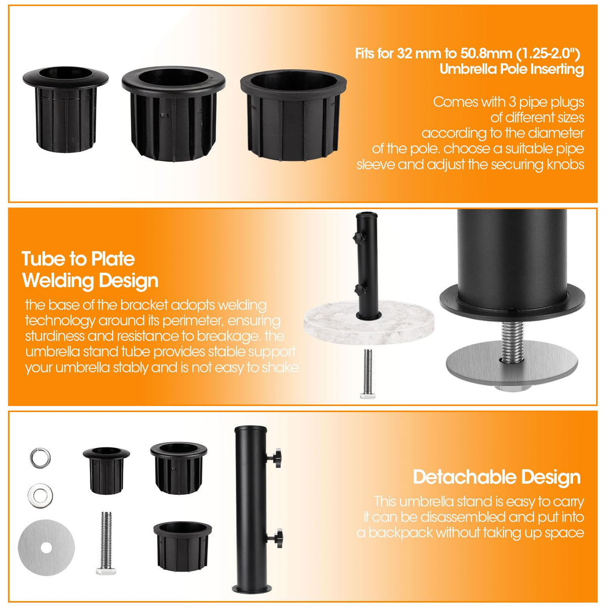 Hompoem umbrella base ideal for pools, cafes, and outdoor spaces.