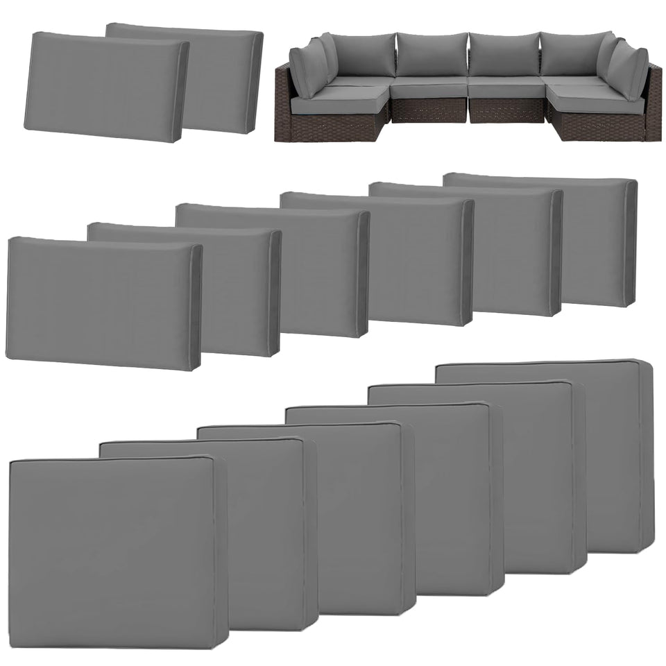 HOMREST 14-piece outdoor cushion covers fit standard sectional sofas for a fresh look.