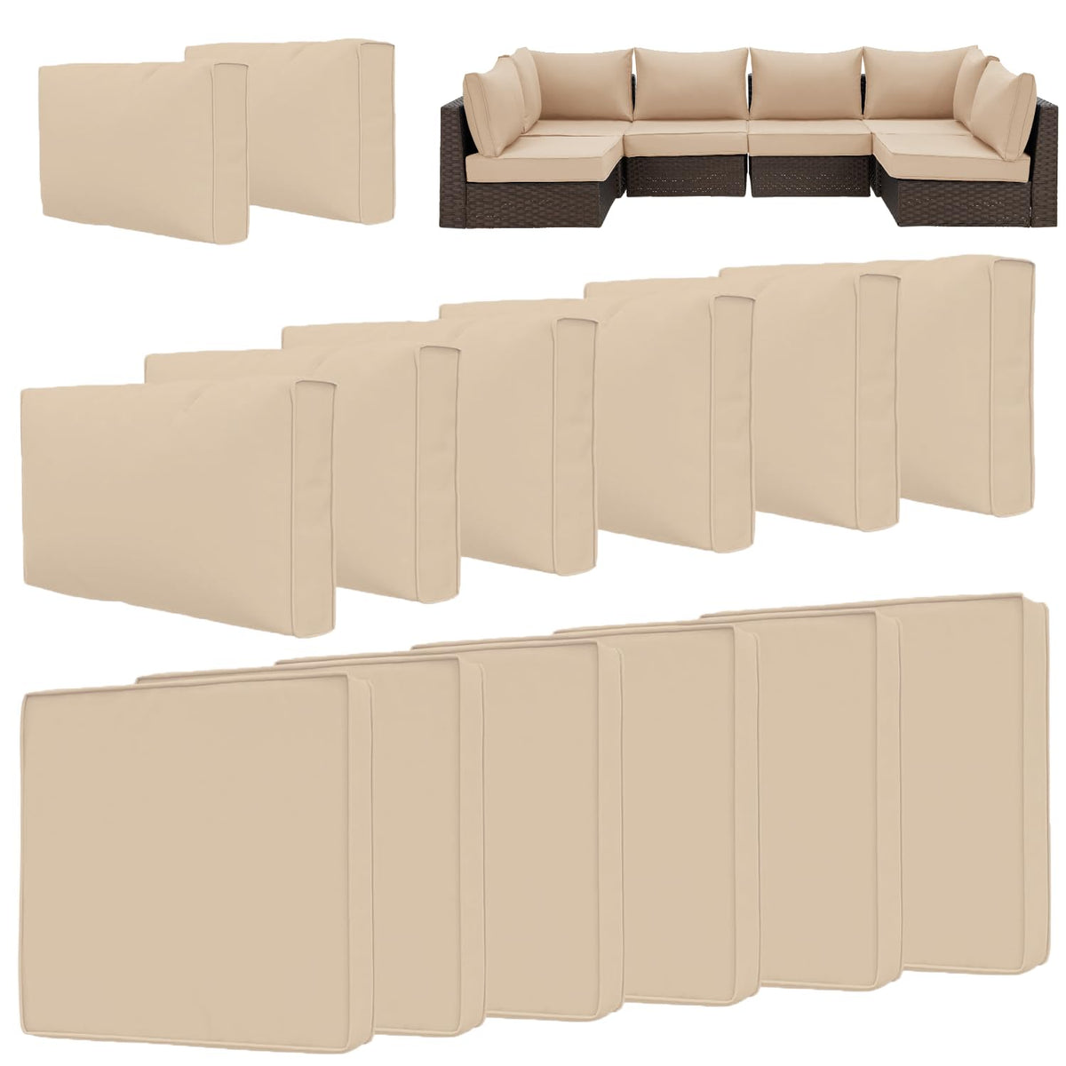 HOMREST khaki outdoor cushion covers on a sectional for a refreshed patio look