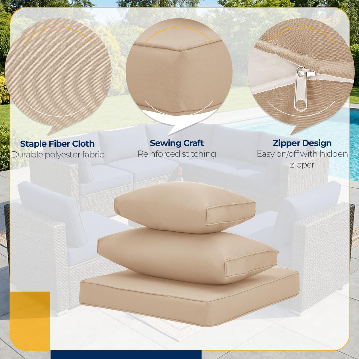 Durable outdoor fabric from HOMREST resists sun fade and keeps color vibrant