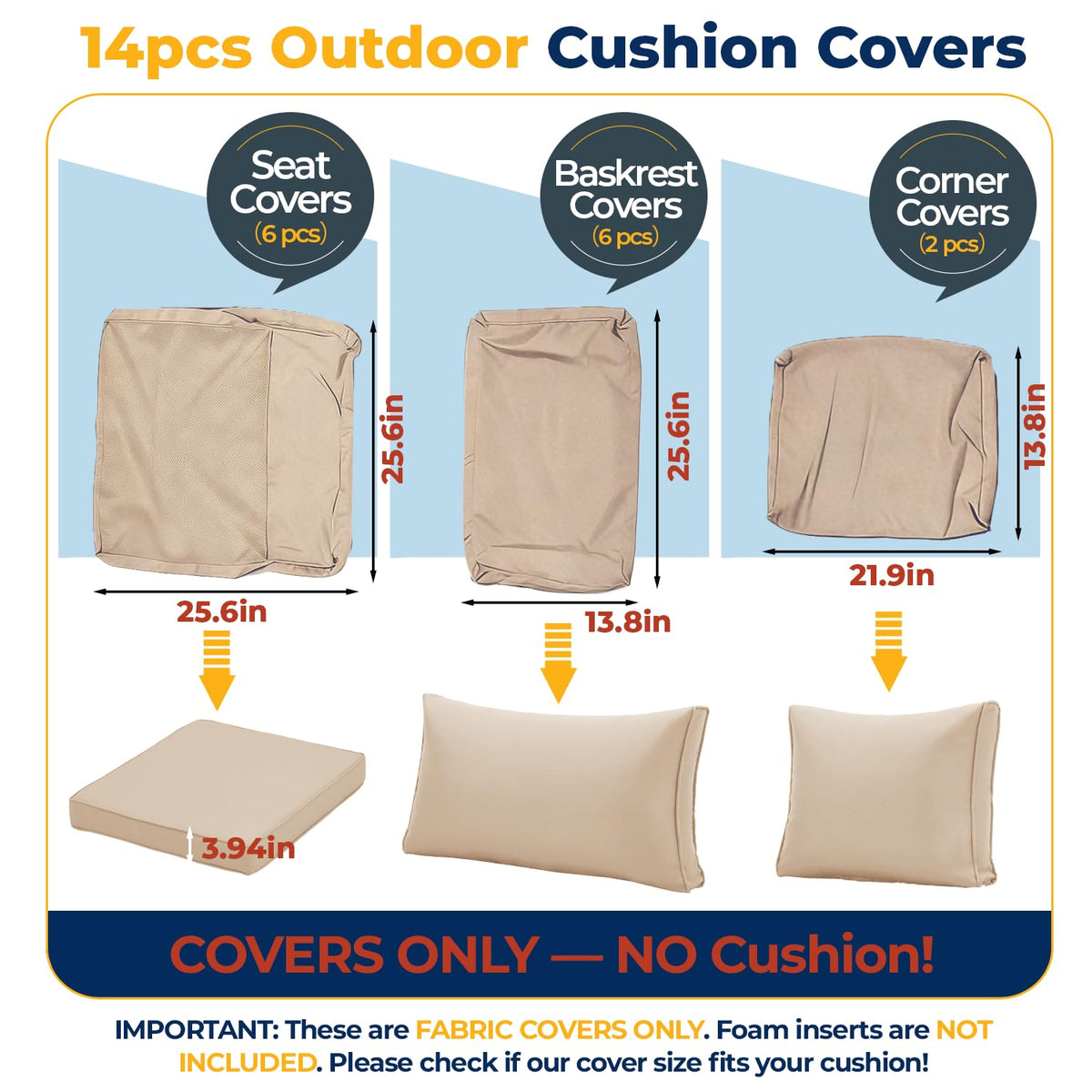 Water-repellent HOMREST cushion covers protecting cushions from spills and rain