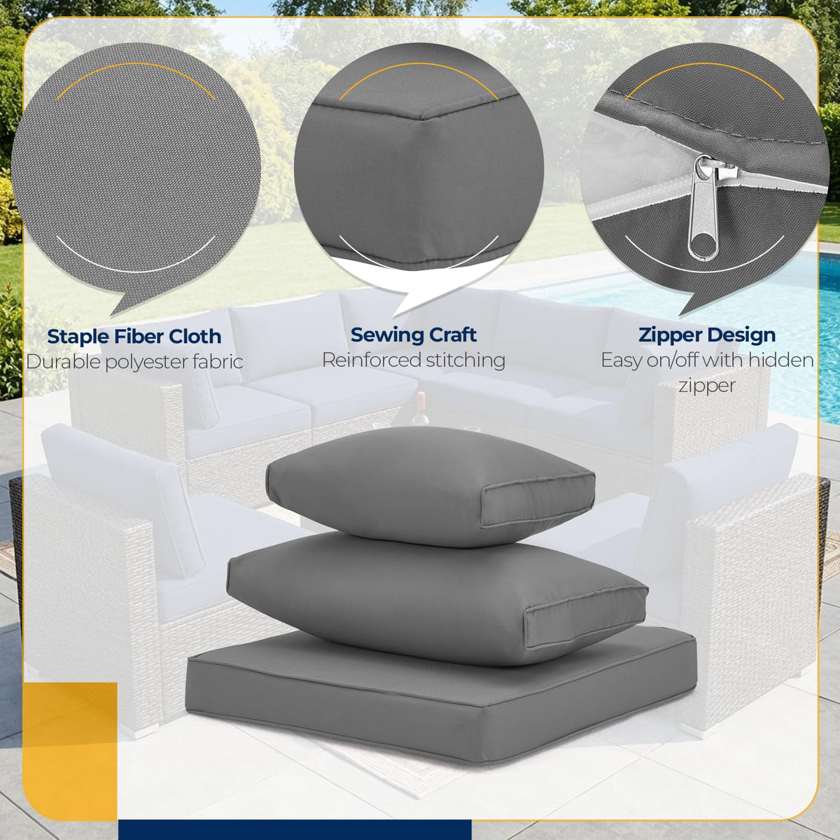 HOMREST all-weather slipcovers guard foam against dirt and daily wear.