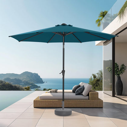 HOMSHADE 9ft outdoor umbrella canopy close-up shows UV-protective fabric for shade.