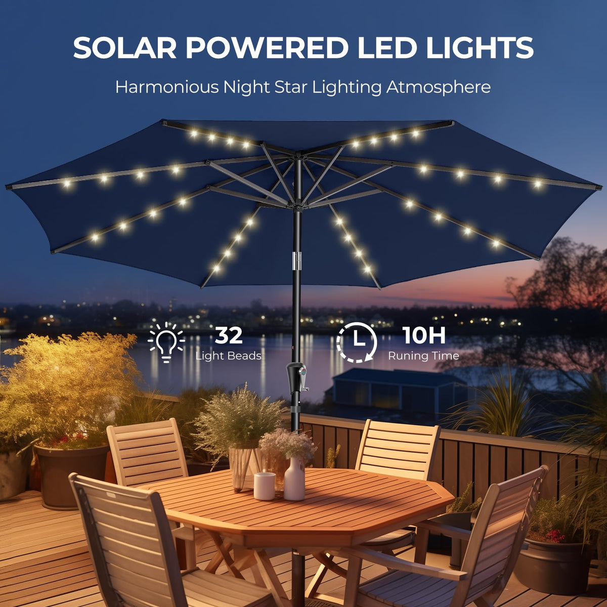 HOMSHADE LED lamp beads provide gentle night lighting for outdoor spaces.