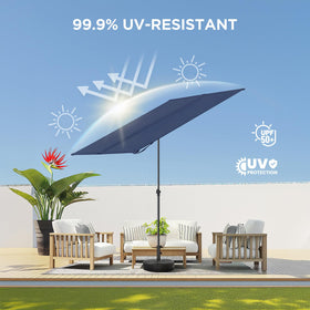 HOMSHADE navy blue canopy offers water-repellent protection during light rain.