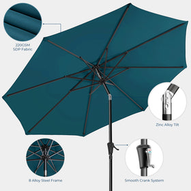 HOMSHADE peacock blue patio umbrella adds vibrant shade to outdoor spaces.