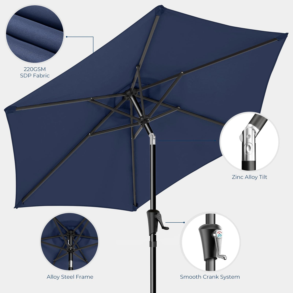 HOMSHADE pool deck umbrella shade keeps seating areas comfortable.