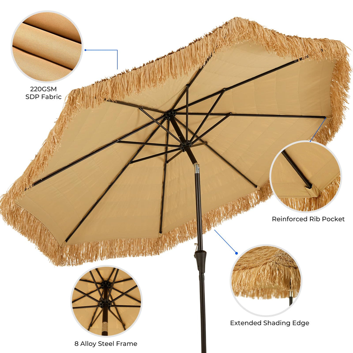 HOMSHADE reinforced 1.5-inch pole for stable outdoor use